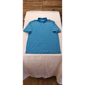 Nike Men's L Dri Fit Golf Blue Stripe Polo